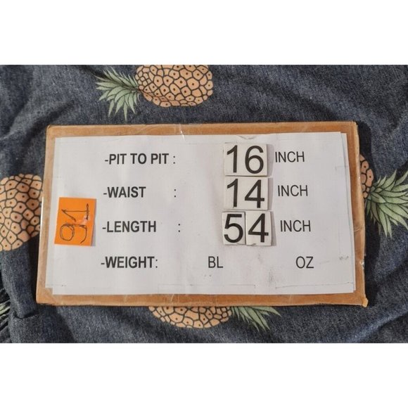 TICKLED TEAL Women Size S Pineapple Gray Maxi Fit & Flare Dress Crew Neck 91P - Picture 6 of 6